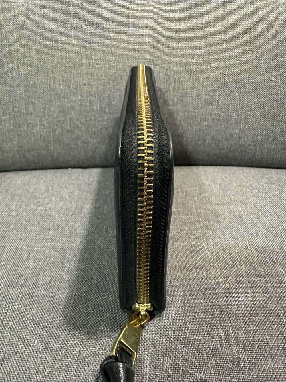 Tory Burch Black Pebbled Leather Zip Around Wallet